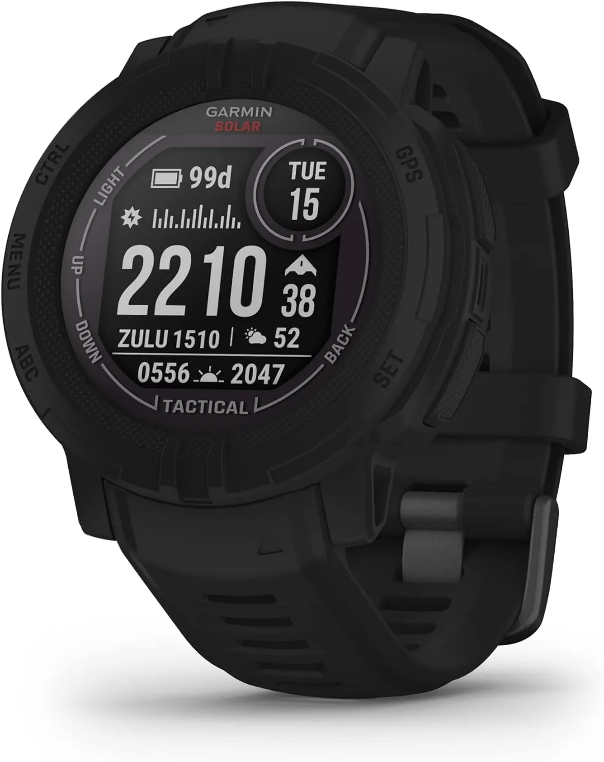 Garmin Instinct 2 Solar, Tactical-Edition, GPS Outdoor Watch, Solar Charging Capabilities, Multi-GNSS Support, Tracback Routing, Black