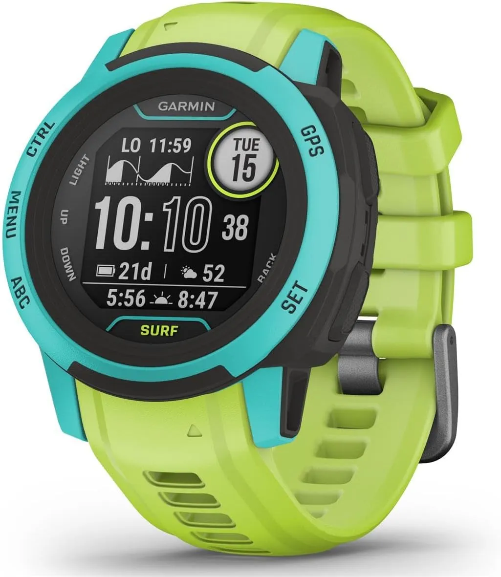Garmin Instinct 2S, Surf-Edition, Smaller-Sized GPS Outdoor Watch, Surfing Features, Multi-GNSS Support, Tracback Routing, Waikiki