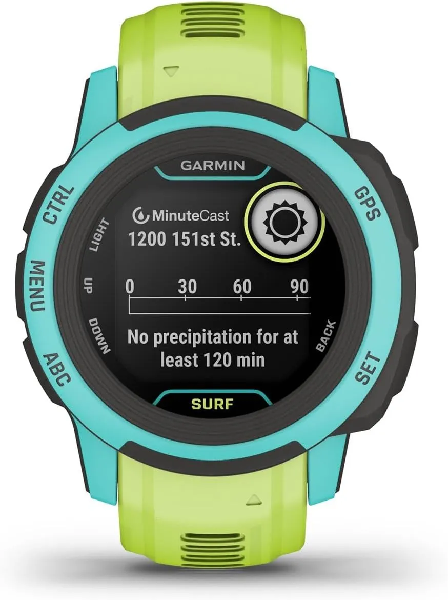Garmin Instinct 2S, Surf-Edition, Smaller-Sized GPS Outdoor Watch, Surfing Features, Multi-GNSS Support, Tracback Routing, Waikiki