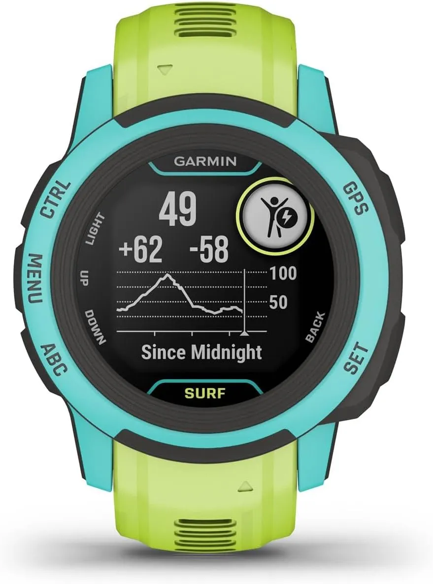 Garmin Instinct 2S, Surf-Edition, Smaller-Sized GPS Outdoor Watch, Surfing Features, Multi-GNSS Support, Tracback Routing, Waikiki