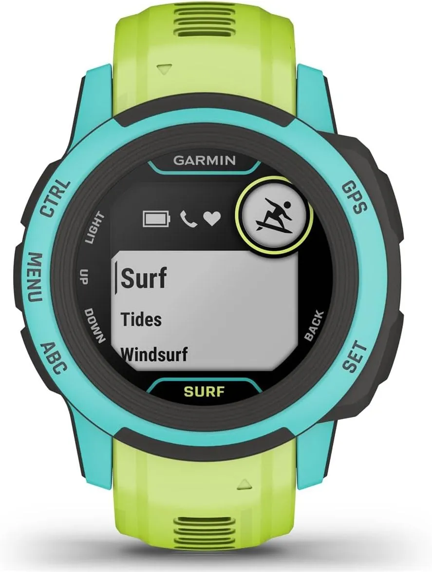 Garmin Instinct 2S, Surf-Edition, Smaller-Sized GPS Outdoor Watch, Surfing Features, Multi-GNSS Support, Tracback Routing, Waikiki