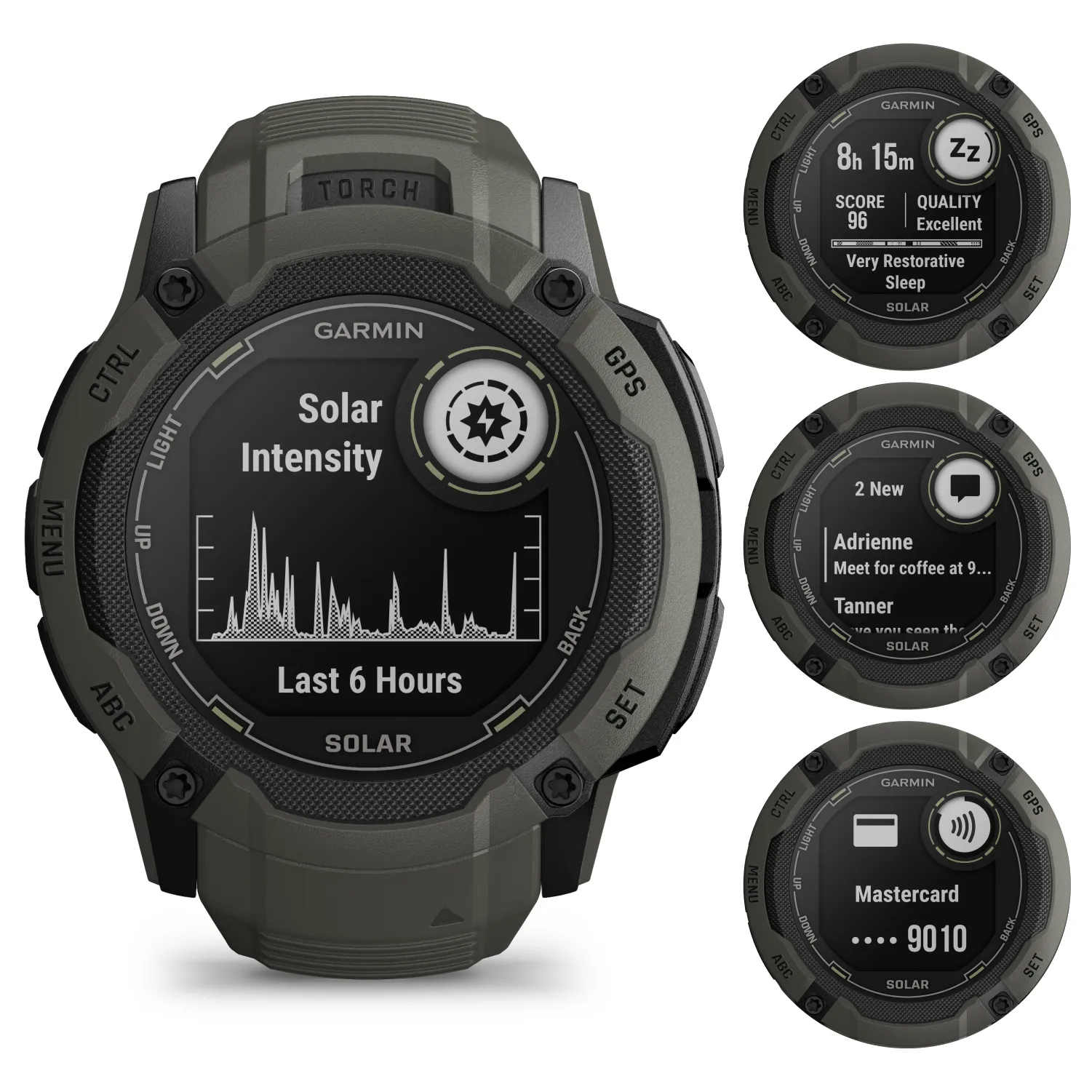 Garmin Instinct 2X Solar Series Rugged GPS Men Smartwatch with Power Glass Lens, LED Flashlight with Wearable4U EarBuds Bundle
