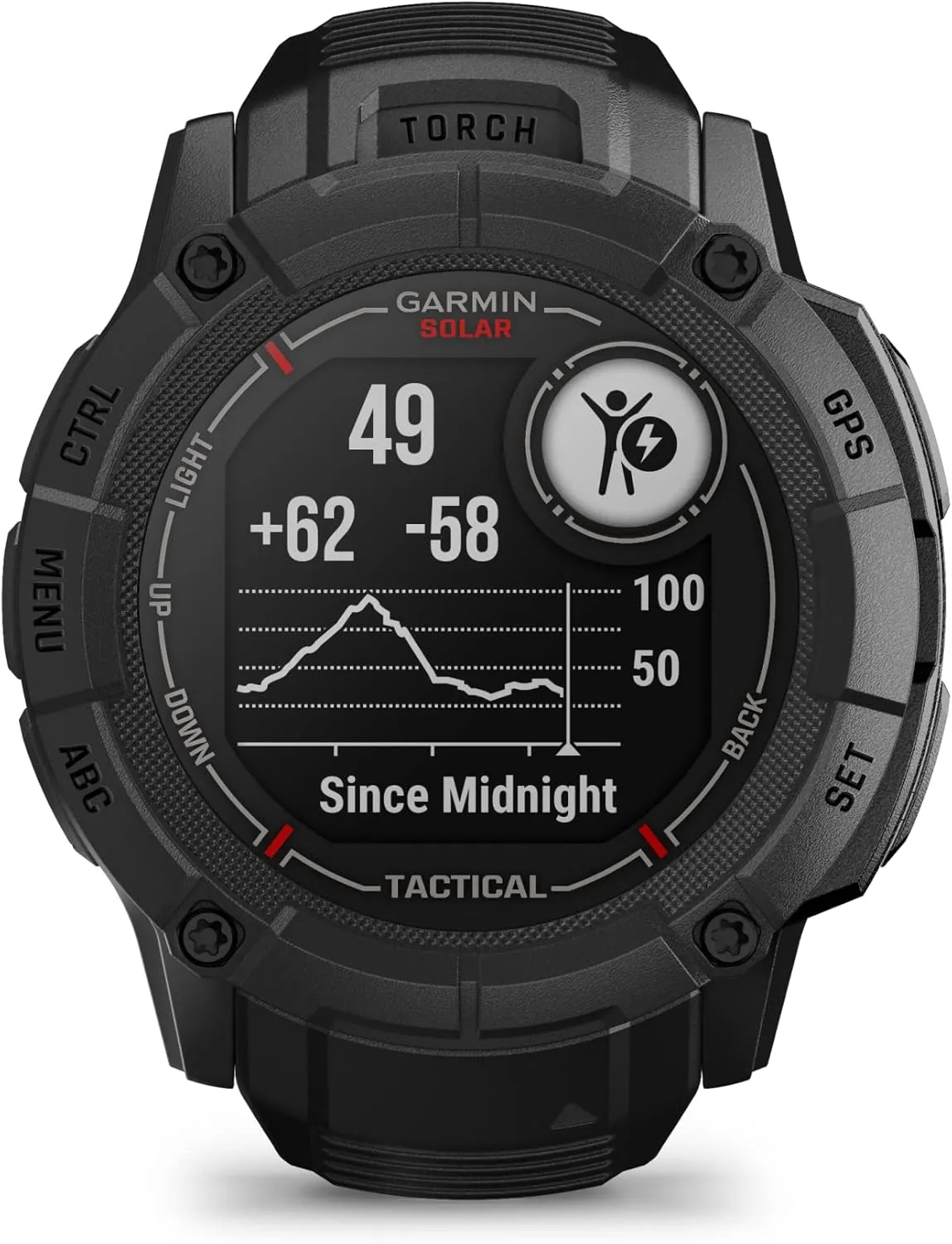 Garmin Instinct 2X Solar - Tactical Edition, Rugged GPS Smartwatch, Built-in Flashlight, Ballistics Calculator, Solar Charging Capability, Black