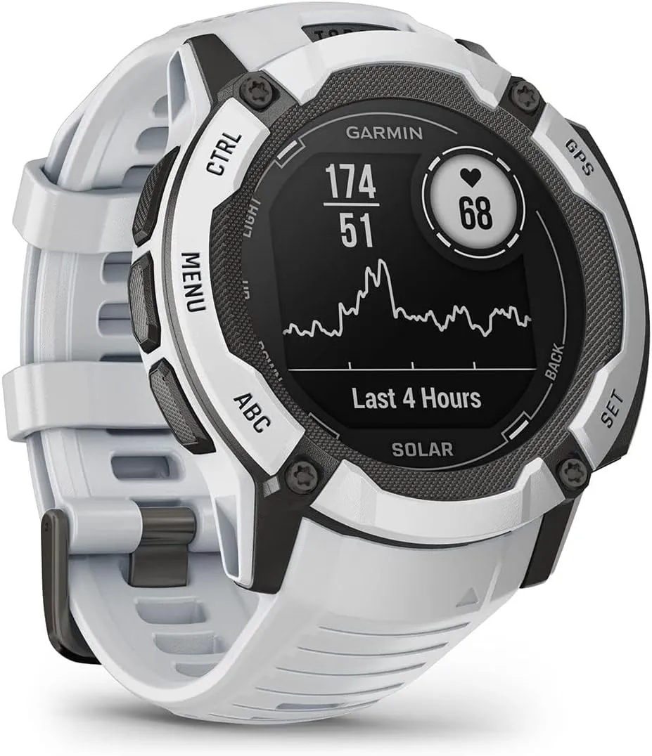 Garmin Instinct 2X Solar (Whitestone) Rugged GPS Smartwatch Bundle - Multi-Band GNSS, 24/7 Health Monitoring, Smart Notifications with PlayBetter Portable Charger & Screen Protectors
