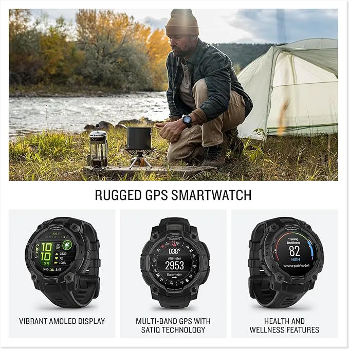 Garmin Instinct® 3 45 MM Unisex Black AMOLED Display Metal-Reinforced Bezel Built-in Flashlight Up To 18 Days Of Battery Life Rugged Outdoor GPS Smartwatch - 010-02936-00