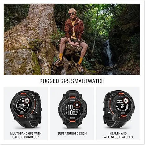 Garmin Instinct® 3 45 MM Unisex Black Solar Charged Display Metal-Reinforced Bezel Built-in Flashlight Rugged Outdoor GPS Smartwatch - 010-02934-00