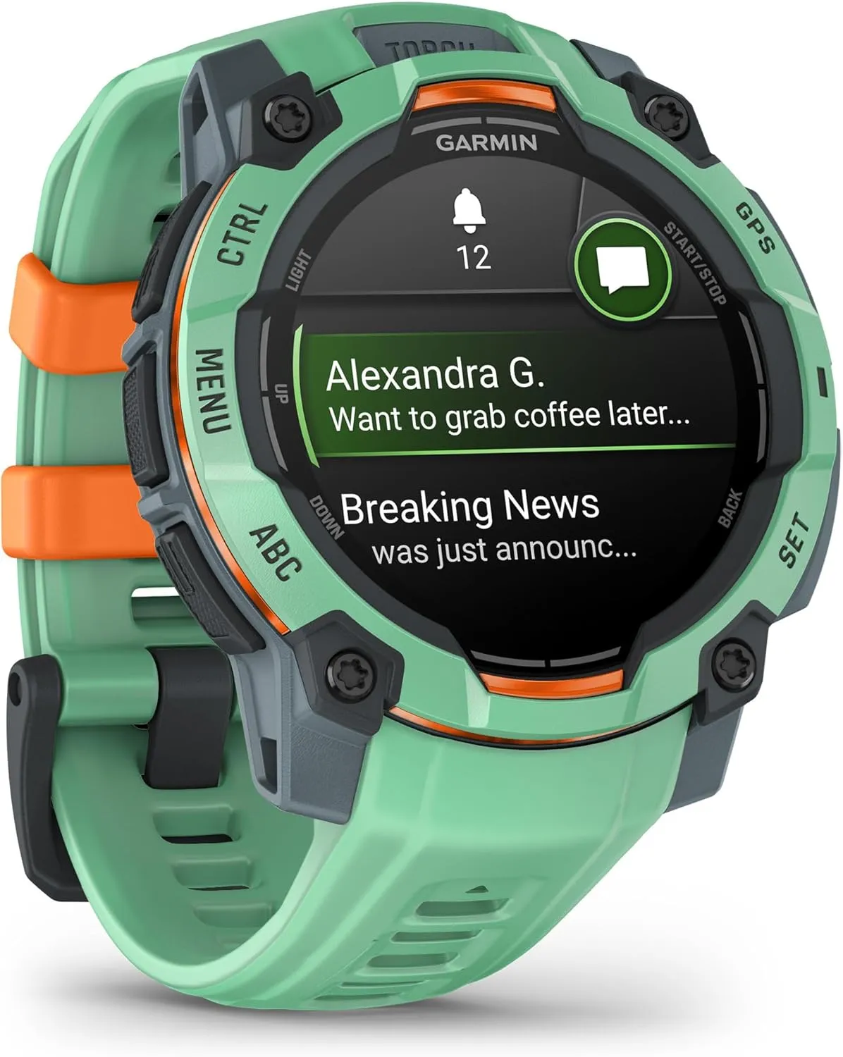 Garmin Instinct® 3 45mm, AMOLED Display, Rugged Outdoor GPS Smartwatch, Metal-Reinforced Bezel, Built-in Flashlight, Up to 18 Days of Battery Life, Neo Tropic