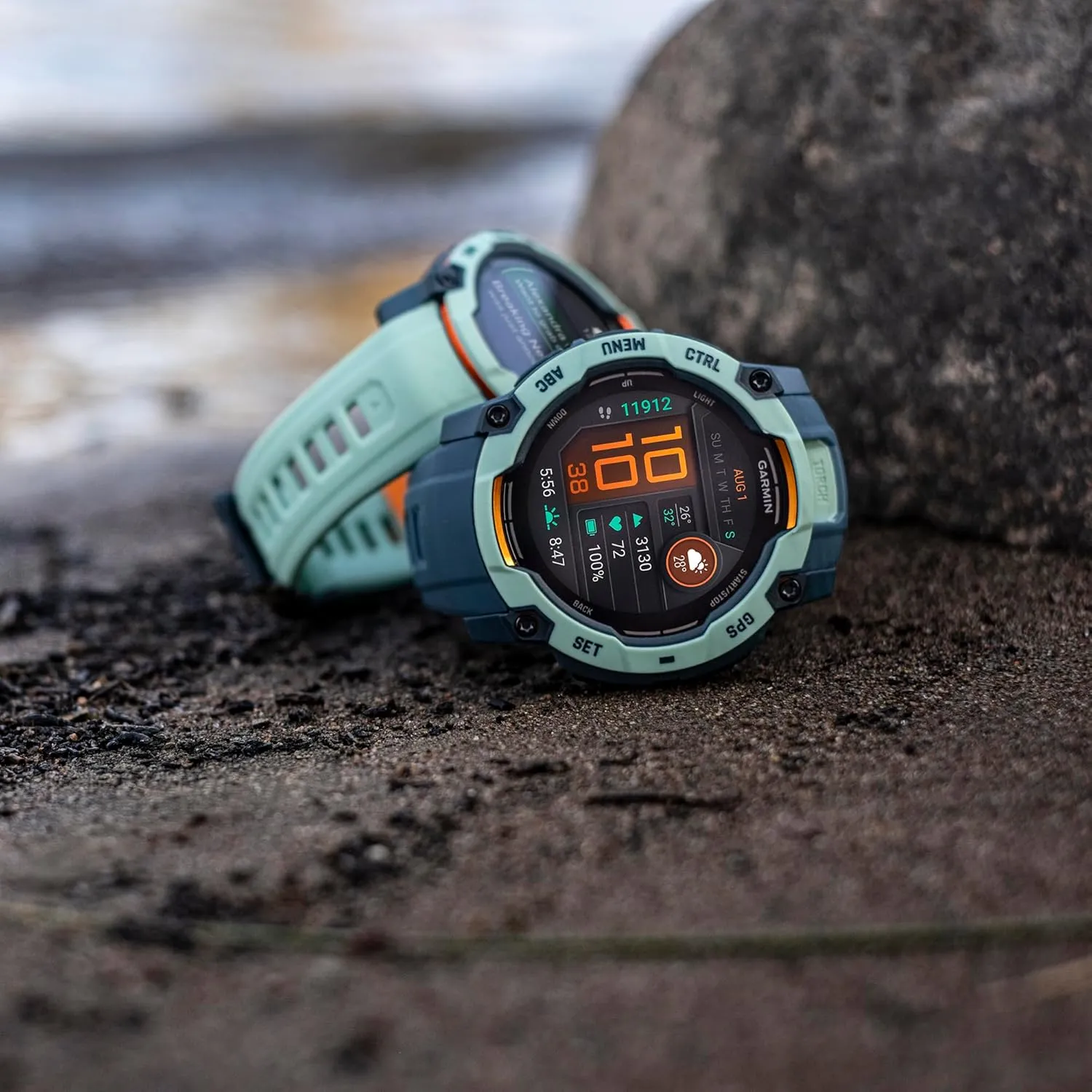 Garmin Instinct® 3 45mm, AMOLED Display, Rugged Outdoor GPS Smartwatch, Metal-Reinforced Bezel, Built-in Flashlight, Up to 18 Days of Battery Life, Neo Tropic