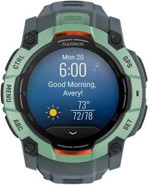 Garmin Instinct® 3 50mm, AMOLED Display, Rugged Outdoor GPS Smartwatch, Metal-Reinforced Bezel, Built-in Flashlight, Up to 18 Days of Battery Life, Neo Tropic/Twilight