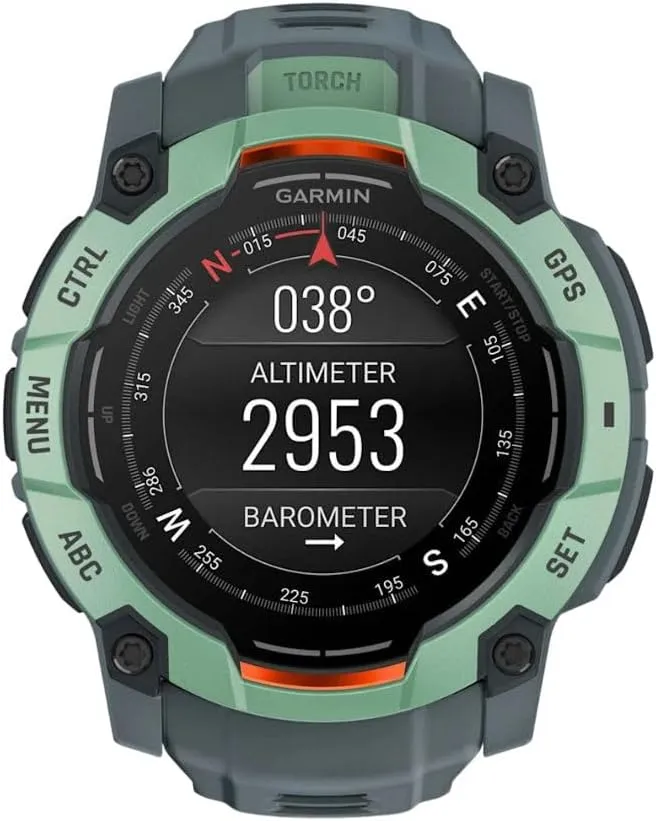 Garmin Instinct® 3 50mm, AMOLED Display, Rugged Outdoor GPS Smartwatch, Metal-Reinforced Bezel, Built-in Flashlight, Up to 18 Days of Battery Life, Neo Tropic/Twilight