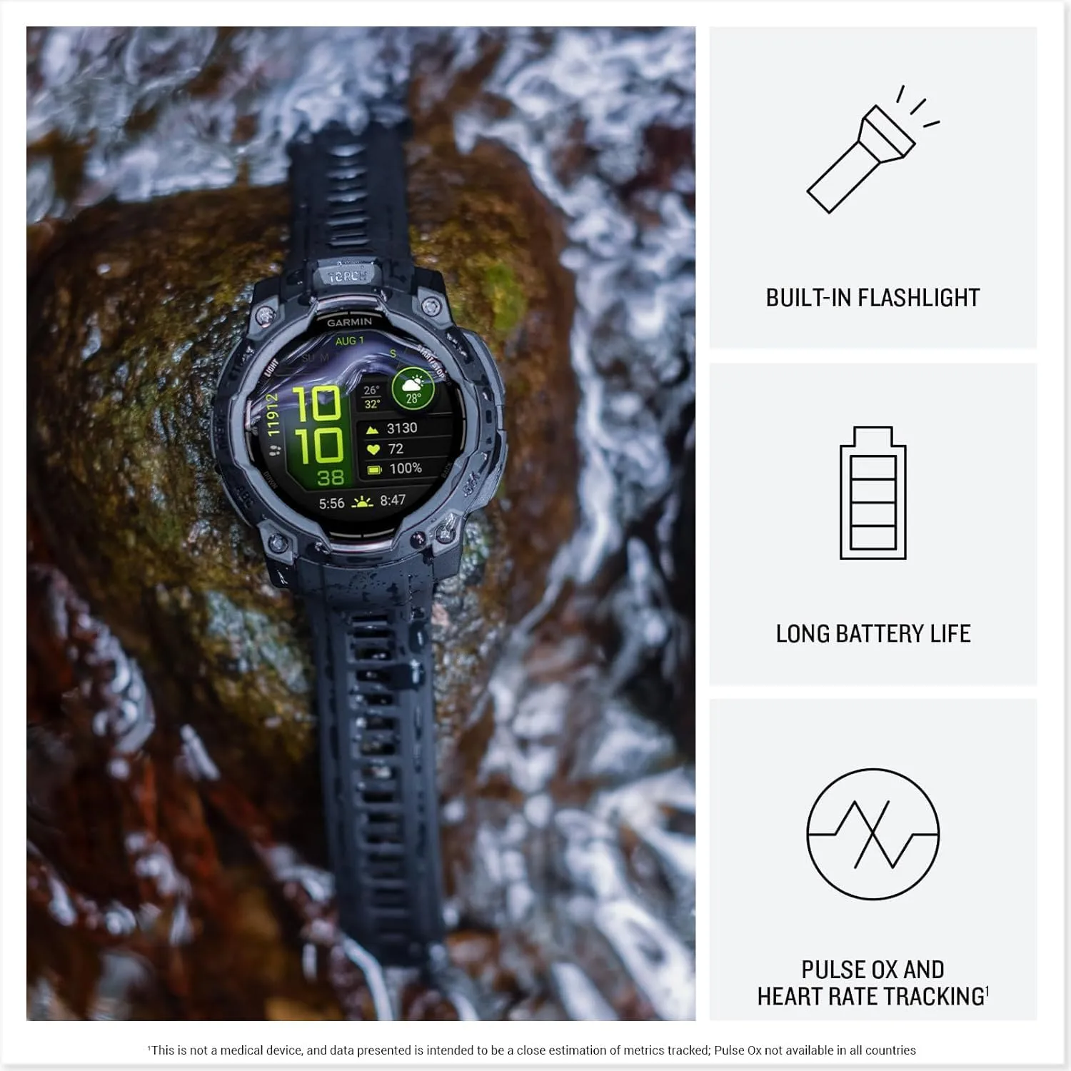 Garmin Instinct 3 AMOLED 50mm (Neo Tropic/Twilight) Rugged Outdoor GPS Smartwatch Bundle - Metal Bezel, Built-in Flashlight, Long Battery Life with PlayBetter Portable Charger & HD Screen Protectors