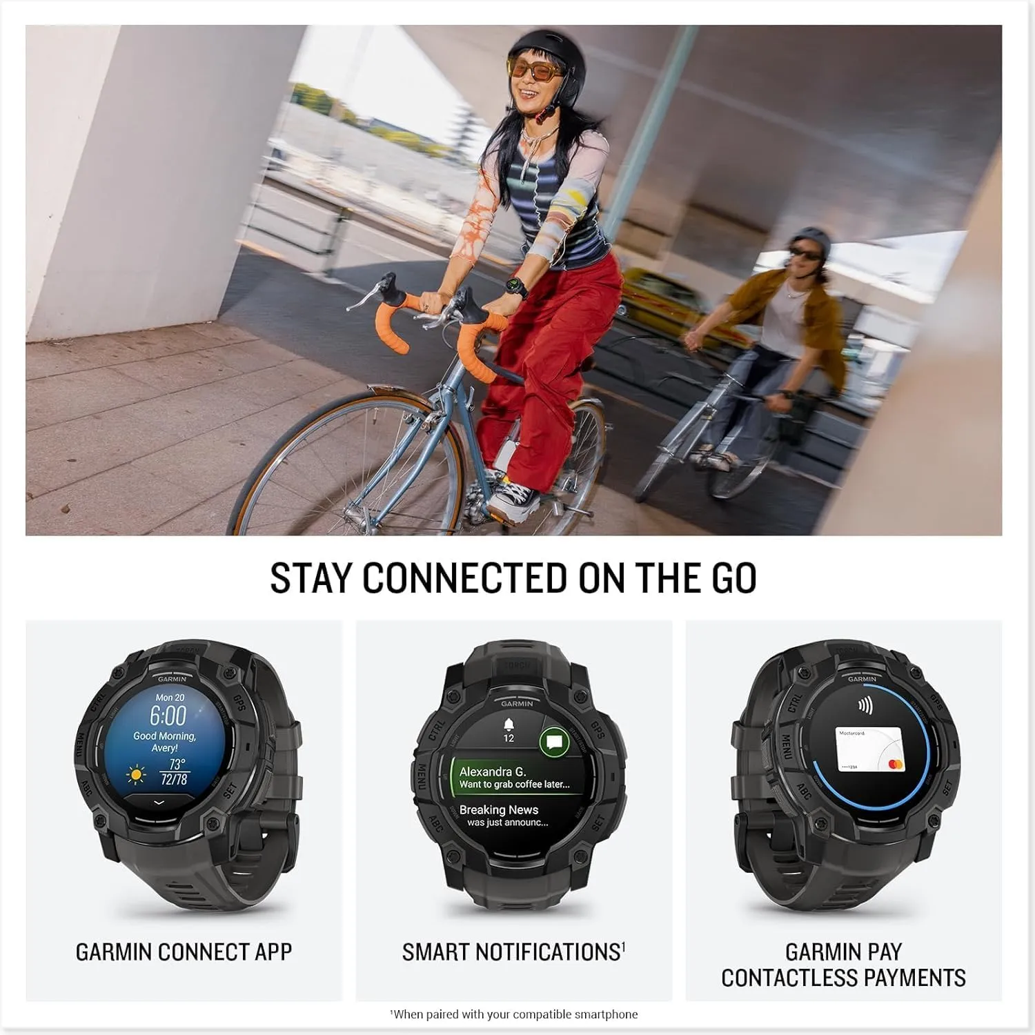 Garmin Instinct 3 AMOLED 50mm (Neo Tropic/Twilight) Rugged Outdoor GPS Smartwatch Bundle - Metal Bezel, Built-in Flashlight, Long Battery Life with PlayBetter Portable Charger & HD Screen Protectors