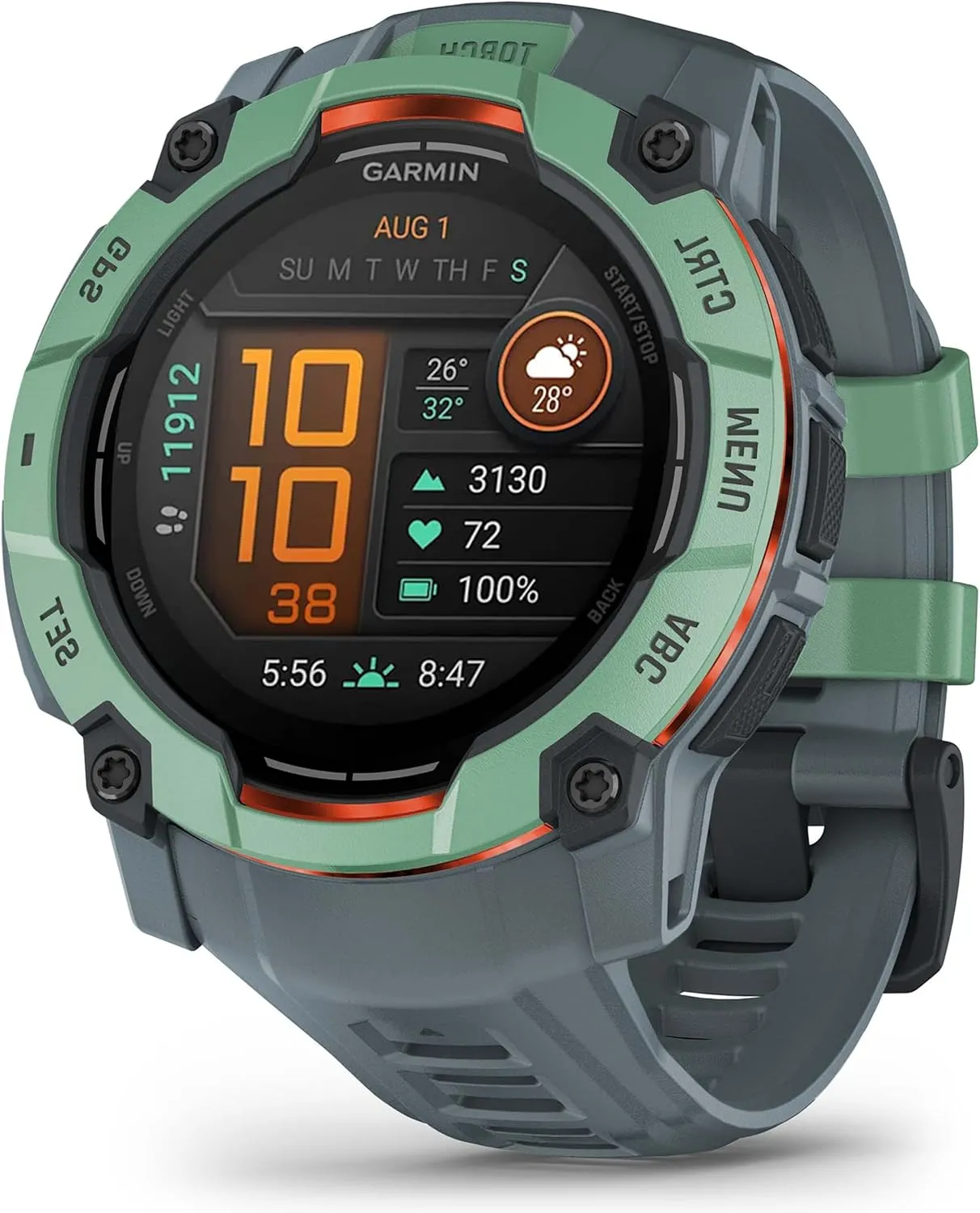 Garmin Instinct 3 AMOLED 50mm (Neo Tropic/Twilight) Rugged Outdoor GPS Smartwatch Bundle - Metal Bezel, Built-in Flashlight, Long Battery Life with PlayBetter Portable Charger & HD Screen Protectors