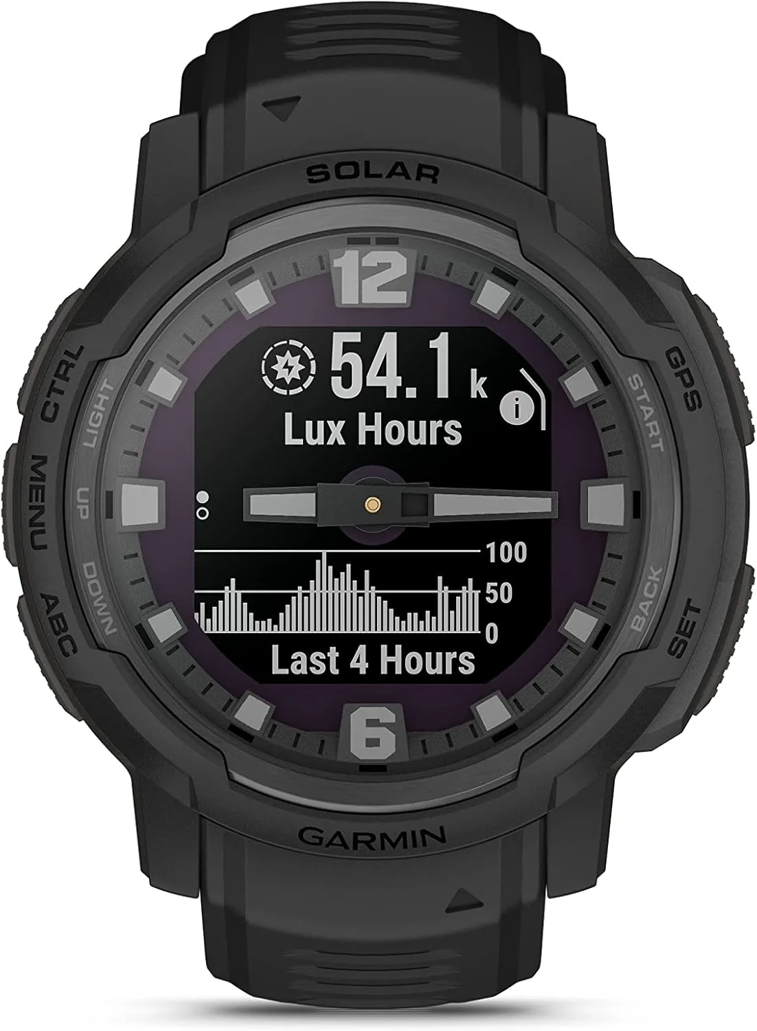 Garmin Instinct Crossover Solar Tactical, Rugged Hybrid Multisport GPS Smartwatch, Graphite | Heart Rate Monitor, Analog Hands, Digital Display, Up to 28 Day Battery Life w/Signature Charging Bundle