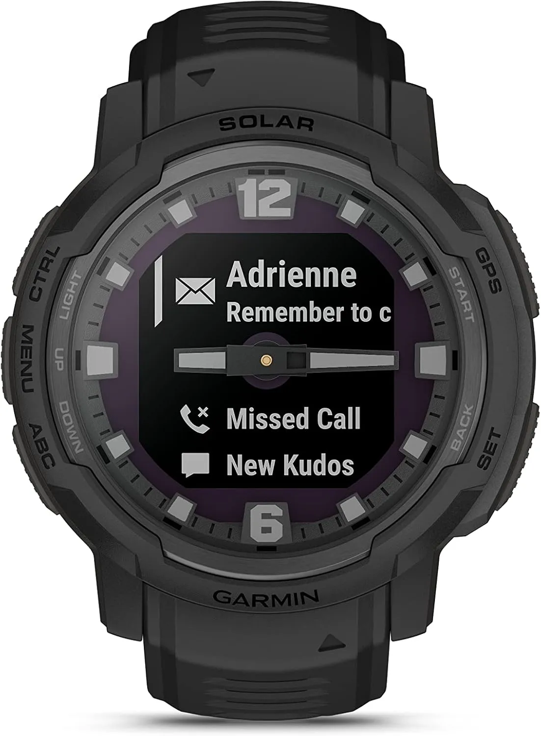 Garmin Instinct Crossover Solar Tactical, Rugged Hybrid Multisport GPS Smartwatch, Graphite | Heart Rate Monitor, Analog Hands, Digital Display, Up to 28 Day Battery Life w/Signature Charging Bundle