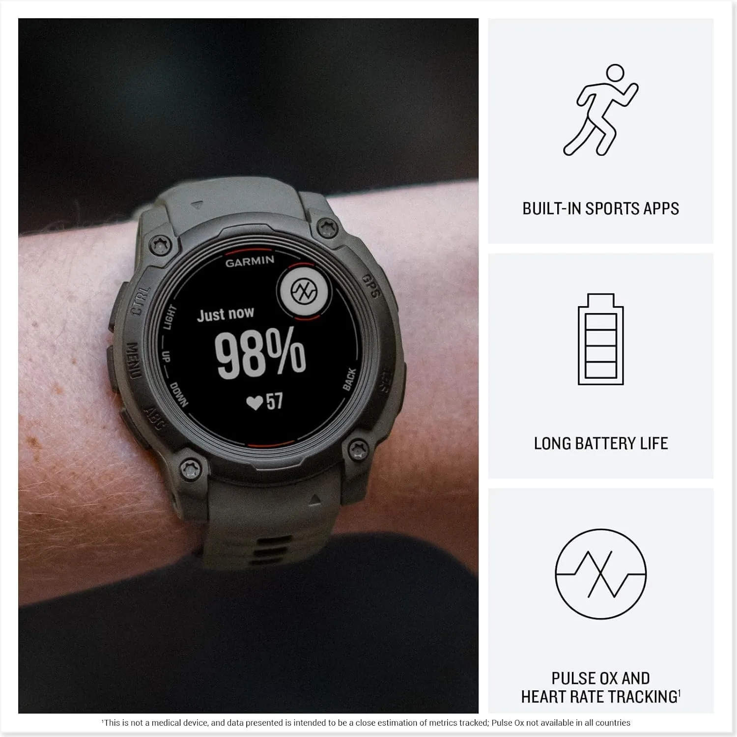 Garmin Instinct E 45mm (Electric Lime) Rugged Outdoor GPS Smartwatch Bundle - 24/7 Health Monitoring, Wrist-Based Heart Rate, Long Battery Life with PlayBetter Portable Charger & HD Screen Protectors