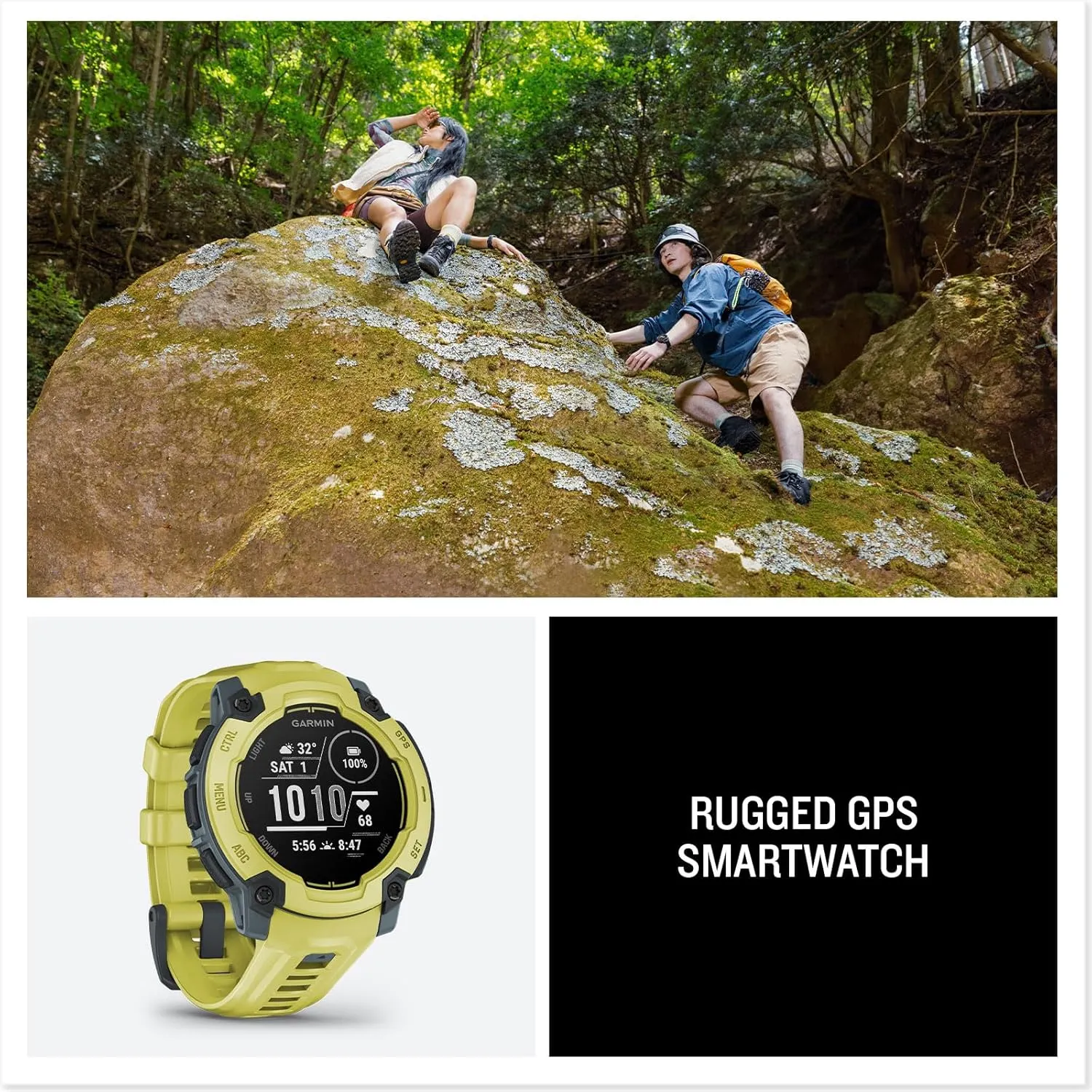 Garmin Instinct E Rugged GPS Adventure Smartwatch, Electric Lime | 45mm | Wrist Based Heart Rate Monitor, Up to 16 Days of Battery Life with Signature Stand Power Bundle