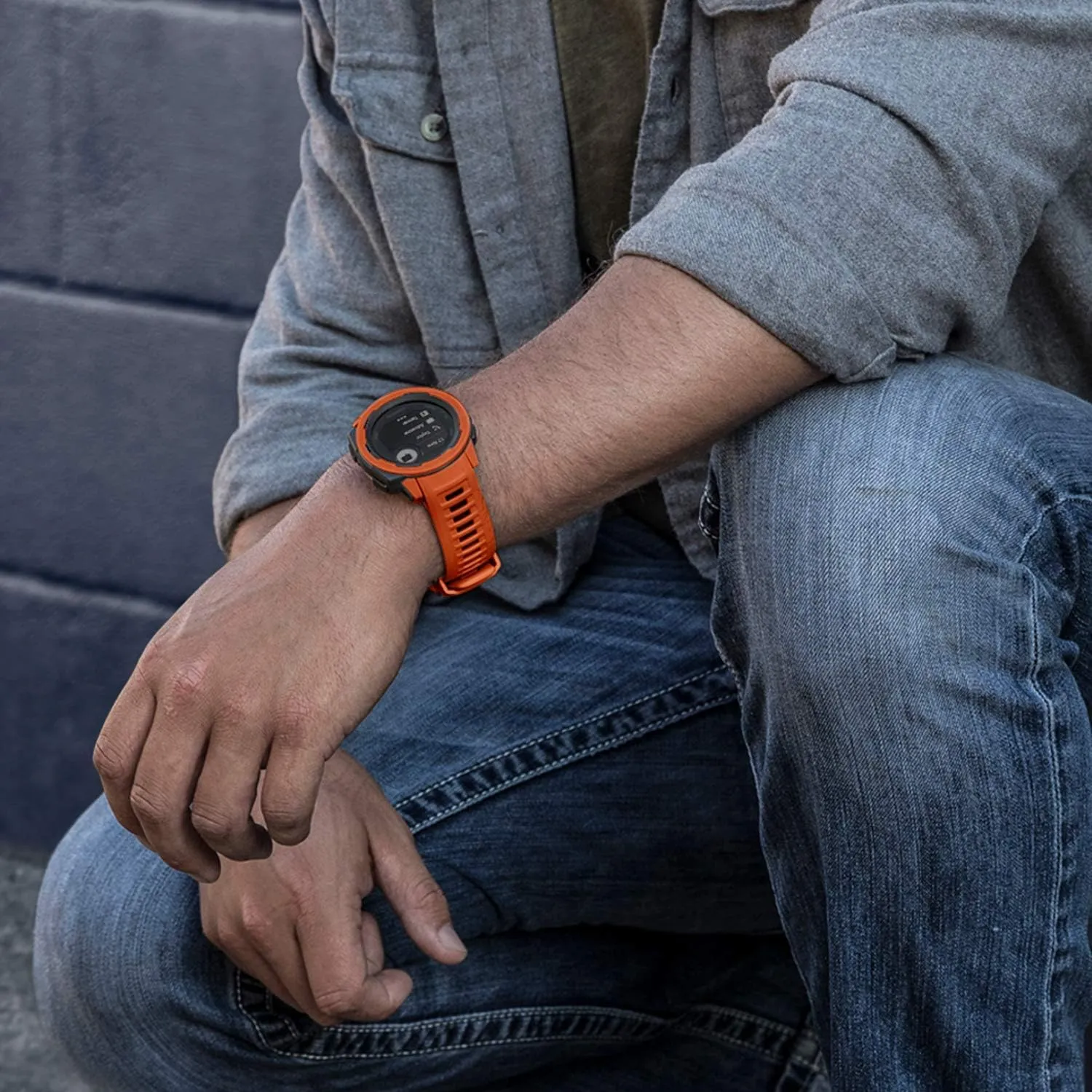 Garmin Instinct, Rugged Outdoor Watch with GPS, Features GLONASS and Galileo, Heart Rate Monitoring and 3-Axis Compass, Flame Red