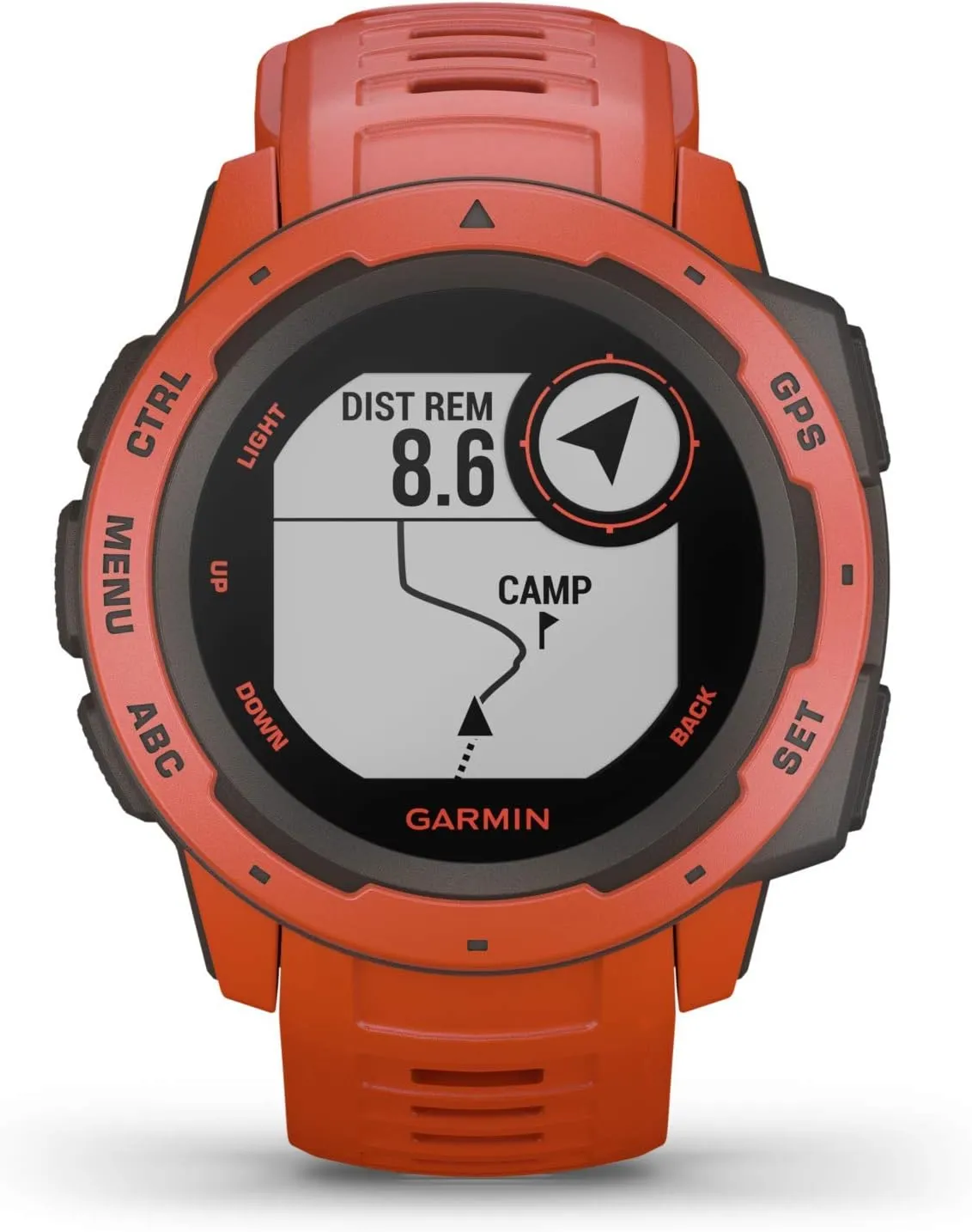 Garmin Instinct, Rugged Outdoor Watch with GPS, Features GLONASS and Galileo, Heart Rate Monitoring and 3-Axis Compass, Flame Red