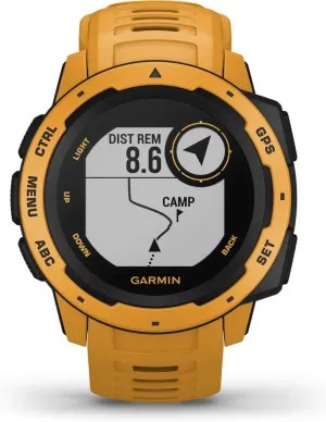 Garmin Instinct, Rugged Outdoor Watch with GPS, Features GLONASS and Galileo, Heart Rate Monitoring and 3-axis Compass, Sunburst Yellow (Renewed)