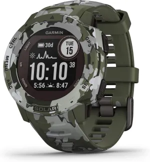 Garmin Instinct Solar, Rugged Outdoor Smartwatch with Solar Charging Capabilities, Built-in Sports Apps and Health Monitoring, Lichen Camo