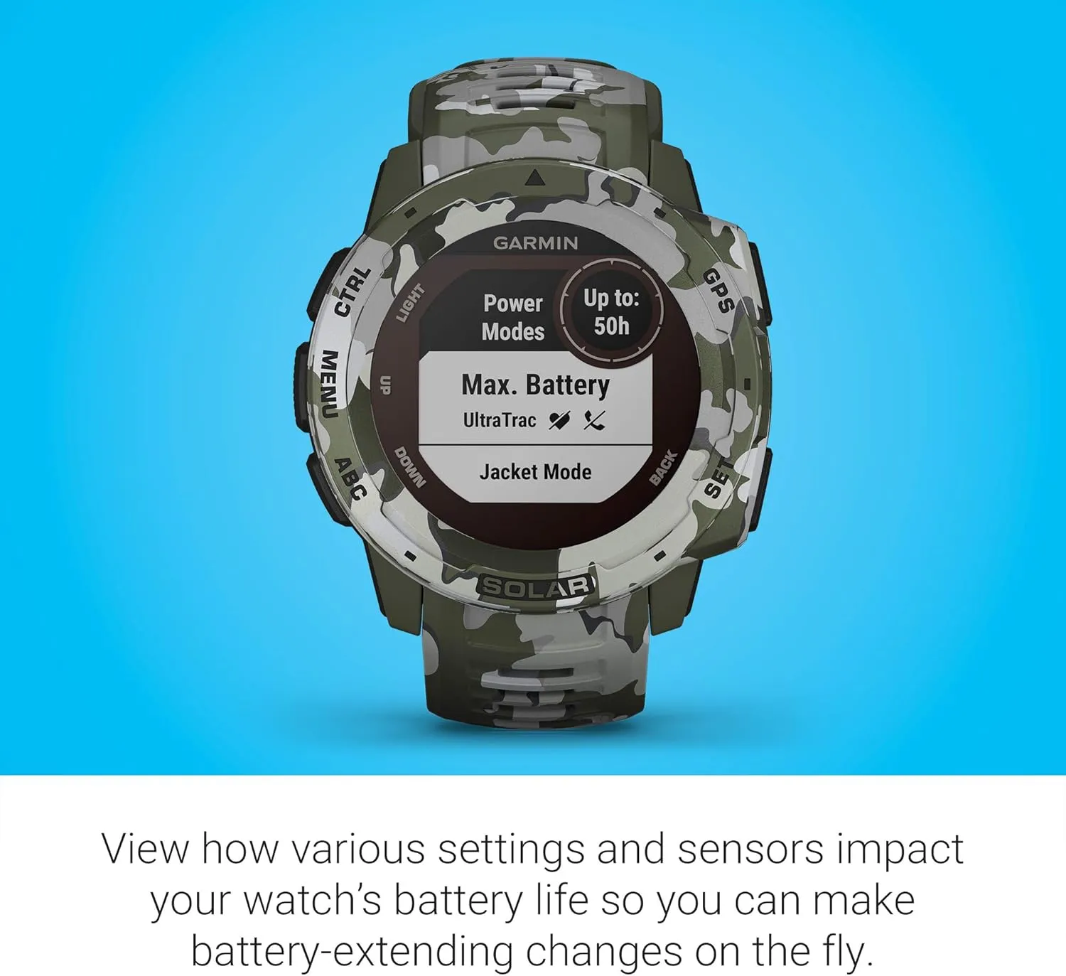 Garmin Instinct Solar, Rugged Outdoor Smartwatch with Solar Charging Capabilities, Built-in Sports Apps and Health Monitoring, Lichen Camo
