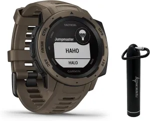 Garmin Instinct Tactical Edition GPS Watch and 2200 mAh Power Bank Bundle (Tactical Coyote Tan)