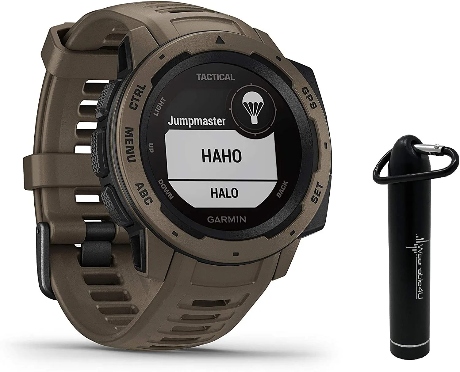 Garmin Instinct Tactical Edition GPS Watch and 2200 mAh Power Bank Bundle (Tactical Coyote Tan)