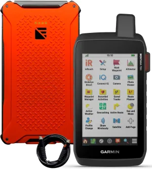 Garmin Montana 750i Rugged GPS Handheld with inReach and Dark Energy Poseidon Pro Indestructible Charger, Hivis Orange | Emergency SOS, 2-Way Message, Camera, Touchscreen, Topographic Map, Multi-GNSS