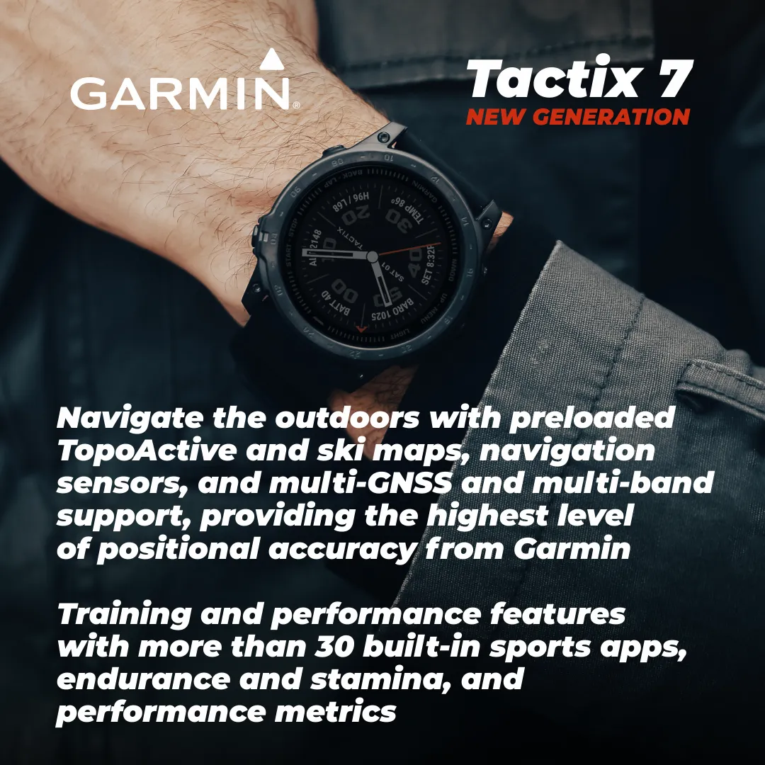 Garmin Tactix 7 Tactical Multisport GPS Smartwatch with 1.4” Always-On Display Tactical Watch | Advanced Training, Tracking   Mission-ready Features