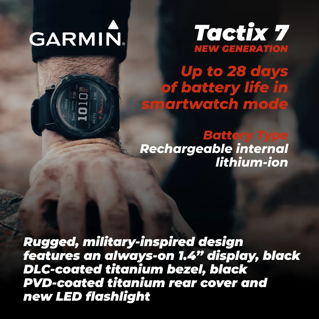 Garmin Tactix 7 Tactical Multisport GPS Smartwatch with 1.4” Always-On Display Tactical Watch | Advanced Training, Tracking   Mission-ready Features