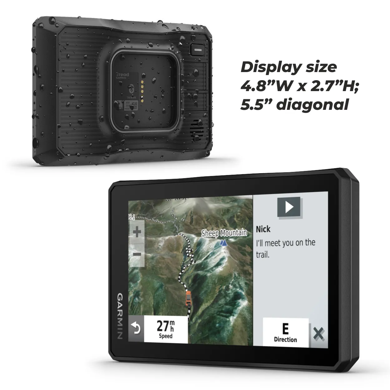 Garmin Tread - Base Edition 5.5” Powersport Off-Road Navigator, 5.5" Display with Wearable4U PowerPack Bundle