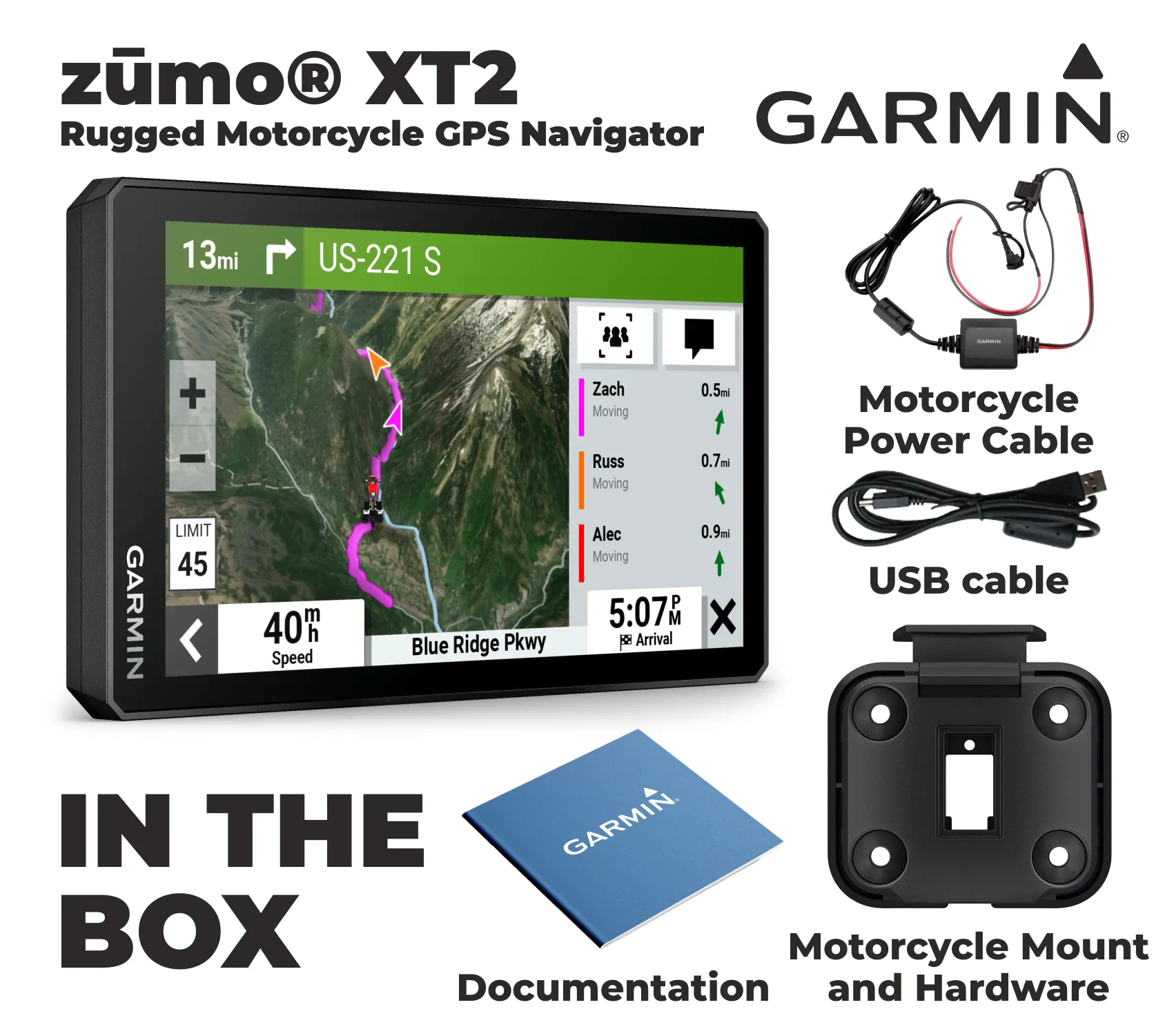 Garmin Zumo XT2 MT-S Rugged Motorcycle Bike Navigator