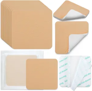 Geiserailie 20 Pcs Silicone Foam Dressing Without Border 4''x4'' Highly Absorbent Adhesive Bandages Non-Bordered Foam Dressings for Wound Care Bed Sore Leg Ulcer Diabetic Ulcer
