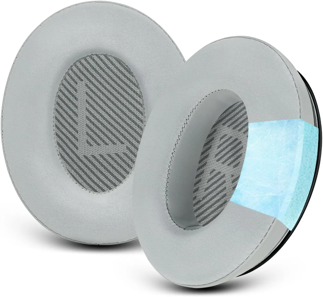 GEVO Cooling Gel Ear Pads Cushions Replacement, Ear Pads for Bose QuietComfort 35 (QC35) and Quiet Comfort 35 II (QC35 II) Over-Ear Headphones & More, Memory Foam & Cooler for Longer (Silver)