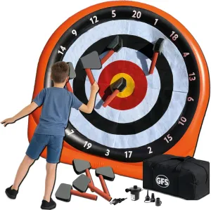 GFS | Inflatable Axe trowing Game (Over 7ft Tall) with 15  Games | Backyard Axe Throwing Set with Air Pump | Fun Outdoor Game for Adults & Families | Perfect for Yard Parties, Carnivals & Events