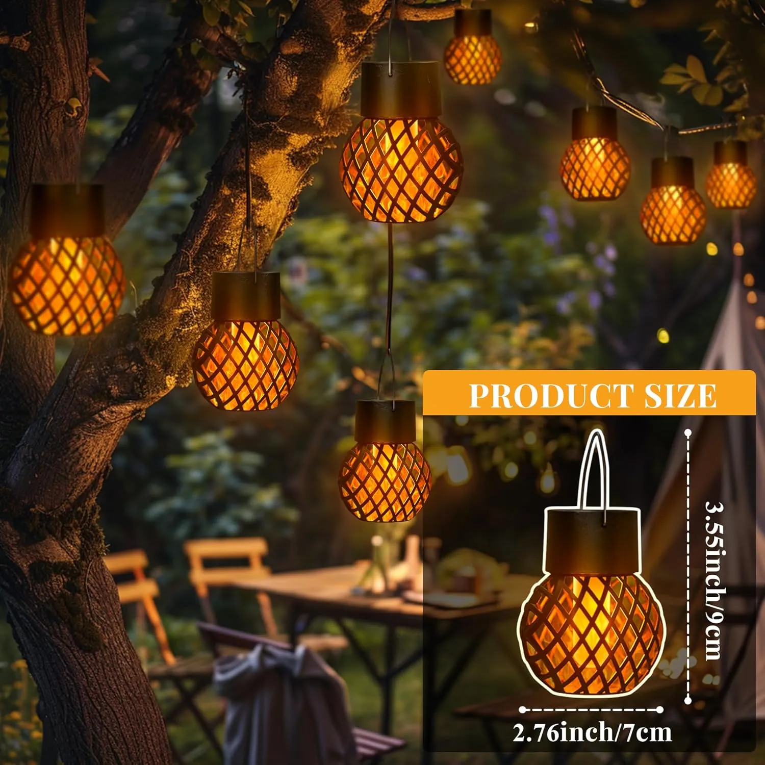 GIGALUMI 24 Pack Solar Lanterns for Outside,Solar Hanging Lights Outdoor Waterproof with Flickering Flame,Solar Powered Outdoor Lights Garden Decor for Yard,Patio,Tree,Camping,Festival Decoration