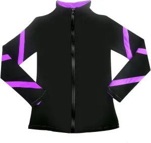 Girls Ice Skating Jackets Women Stripes Training Practice Figure Skating Tops Fleece.