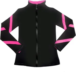 Girls Ice Skating Jackets Women Stripes Training Practice Figure Skating Tops Fleece.