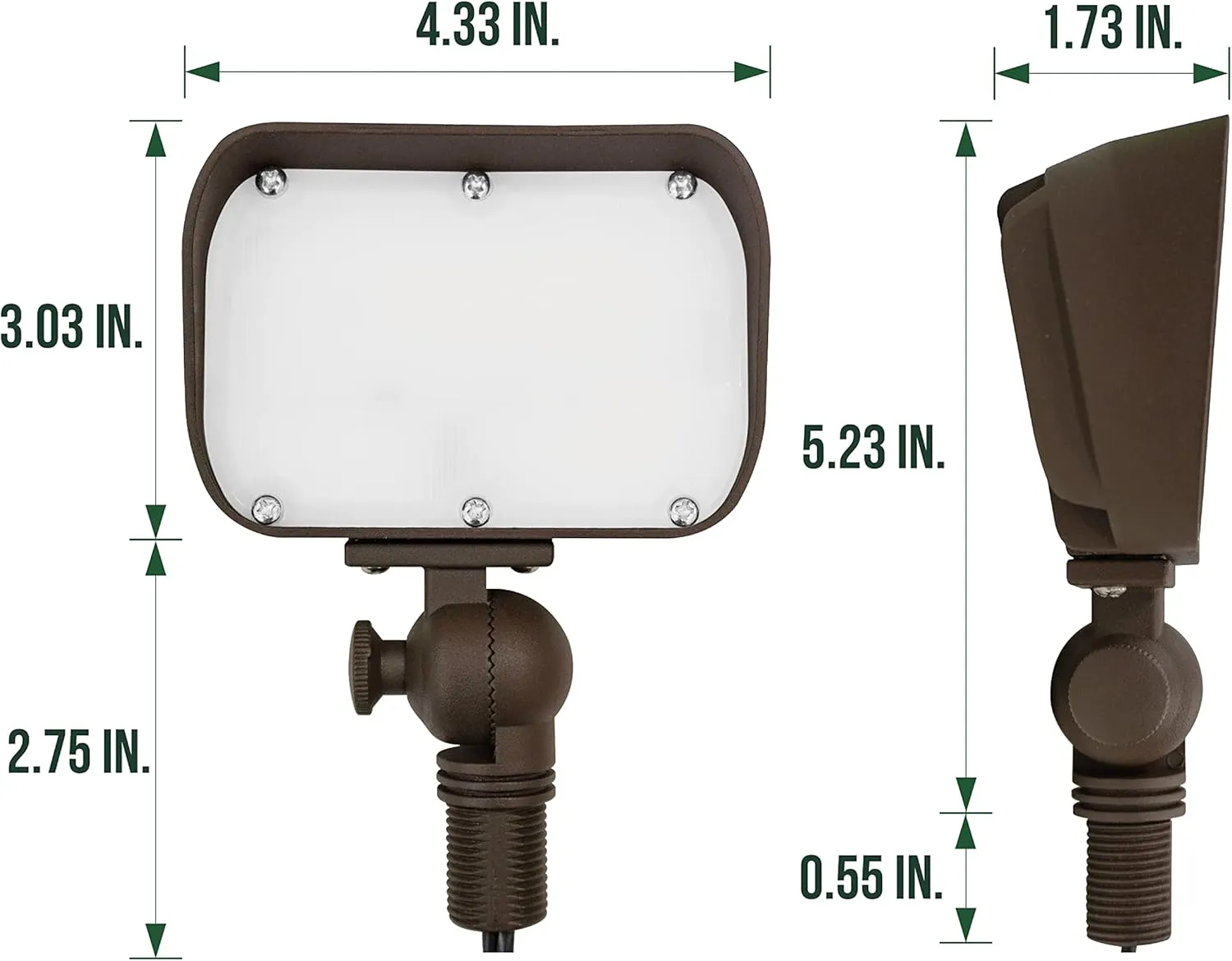 GKOLED 12W LED Flood Lights Outdoor, Aluminum Low Voltage Security Lights, Knuckle Mount Waterproof Wall Light, Landscape Lighting for Yard House Garden Garage, 9-15V, 800 Lumen, 3000K, Brown
