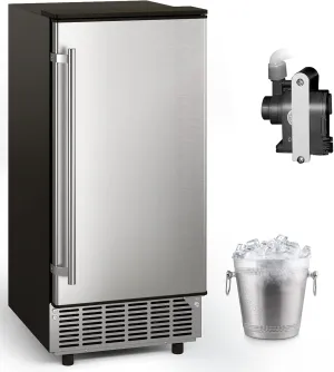 GLACER Under Counter Ice Maker, 80lbs/ 24H, Built-in Ice Machine with Drain Pump, Reversible Door, 24H Timer & Self-Cleaning, Freestanding Ice Cube Machine for Commercial and Home Use