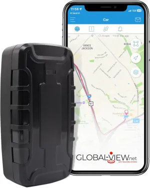 Global View Hidden Magnetic GPS Tracker – Real-Time Car Tracker, Subscription Required – Quick Setup, Magnetic Backing, Fleet Tracking Device Software, Long Battery Life, Geofence, Speed Alert