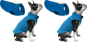 Gooby Fleece Vest Dog Sweater - Deep Blue, Medium - Warm Pullover Fleece Dog Jacket with O-Ring Leash - Winter Small Dog Sweater Coat - Cold Weather Dog Clothes for Small Dogs Boy or Girl (Pack of 2)