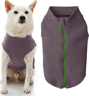 Gooby Zip Up Microfiber Fleece Dog Sweater - Purple, Medium - Warm Double Layered Soft Microfiber Fleece Step-in Jacket Without Ring Leash - Winter Sweaters for Small and Medium Dogs