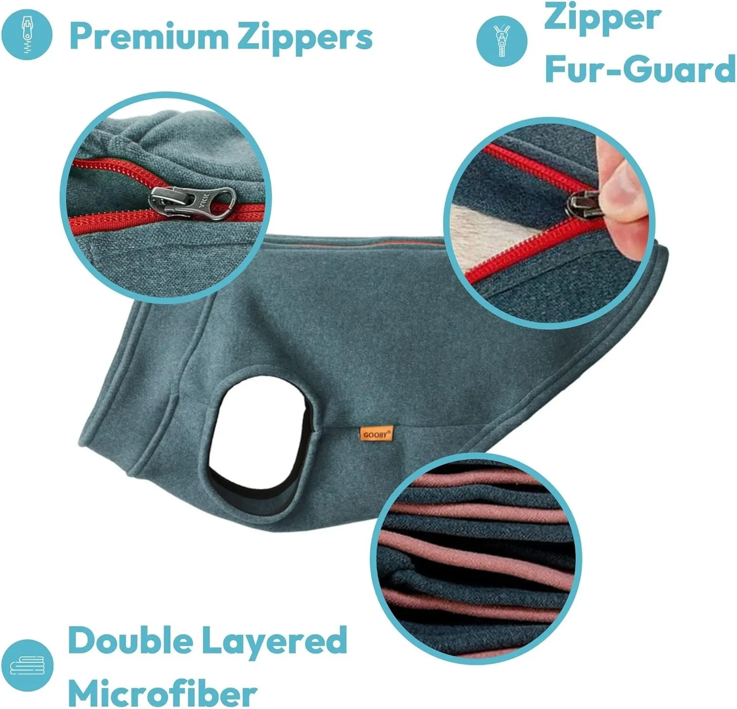 Gooby Zip Up Microfiber Fleece Dog Sweater - Purple, Medium - Warm Double Layered Soft Microfiber Fleece Step-in Jacket Without Ring Leash - Winter Sweaters for Small and Medium Dogs