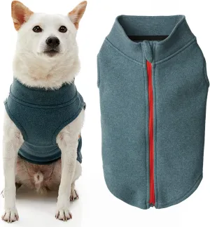 Gooby Zip Up Microfiber Fleece Sweater - Turquoise, Medium - Warm Double Layered Step-in Jacket Without Ring Leash - Winter Sweaters for Small and Medium Dogs