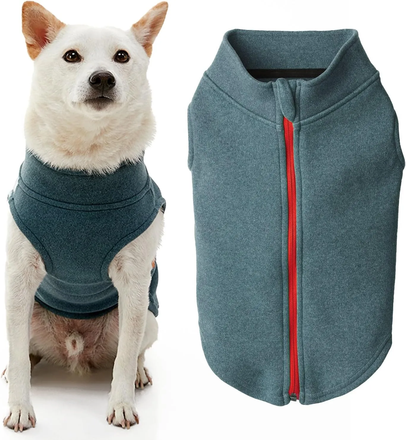 Gooby Zip Up Microfiber Fleece Sweater - Turquoise, Medium - Warm Double Layered Step-in Jacket Without Ring Leash - Winter Sweaters for Small and Medium Dogs