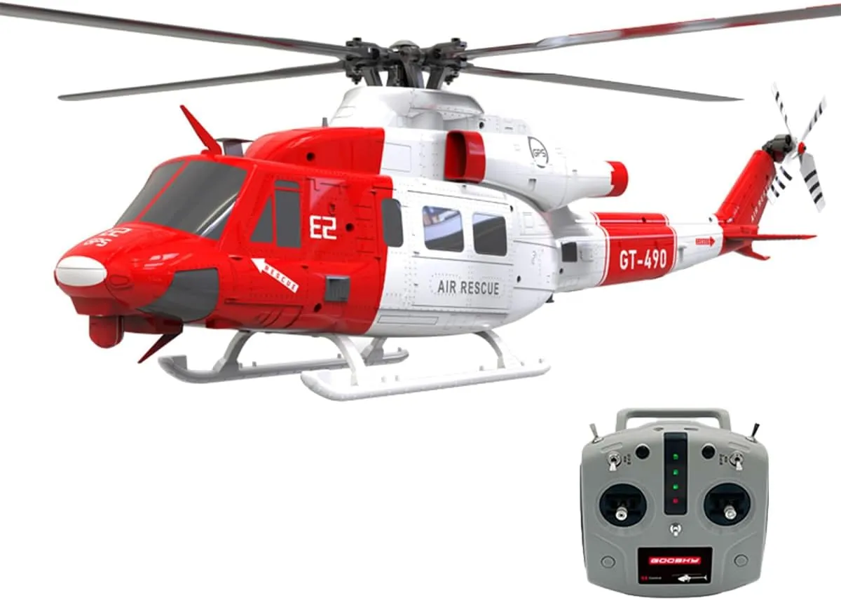 GOOSKY E2 UH-1Y Remote Control Helicopter for 16 , 2.4G 6CH Dual Brushless Direct Drive RC Simulation Helicopter Model with Lidar Positioning, One Battery (RTF Version)