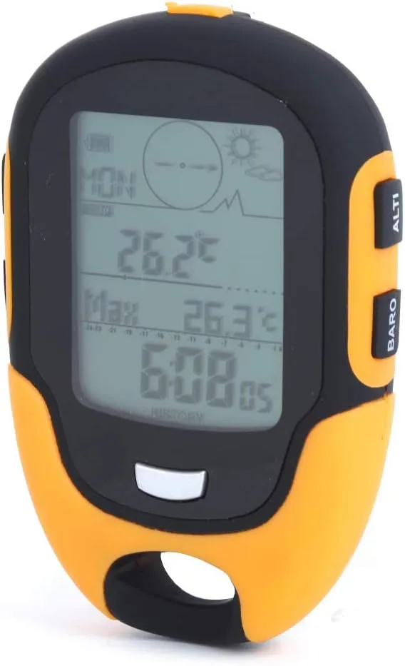 GPS Electronic Altimeter, FR510 ABS IPX4 Outdoor NavigationAltitude MeterTemperature Humidity CompassWeatherTrend IndicatorAltitude measurementBarometer