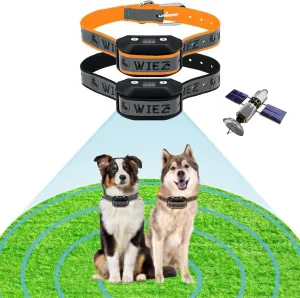 GPS Wireless Dog Fence, Electric Dog Collar Fence, Range 65-3281ft, Adjustable Warning Strength, Rechargeable, Pet Containment System, Harmless and Suitable for All Dogs(2023 New Model for 2 Dogs !)